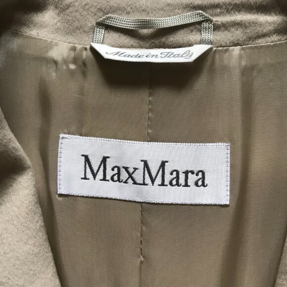 Max Mara Blazer Jacket Coat Womens 14 Beige Tan Wool Two Button Single Breasted - Picture 4 of 11